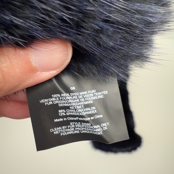 Tory Burch | Mink Fingerless Gloves Navy Blue - Picture 8 of 9